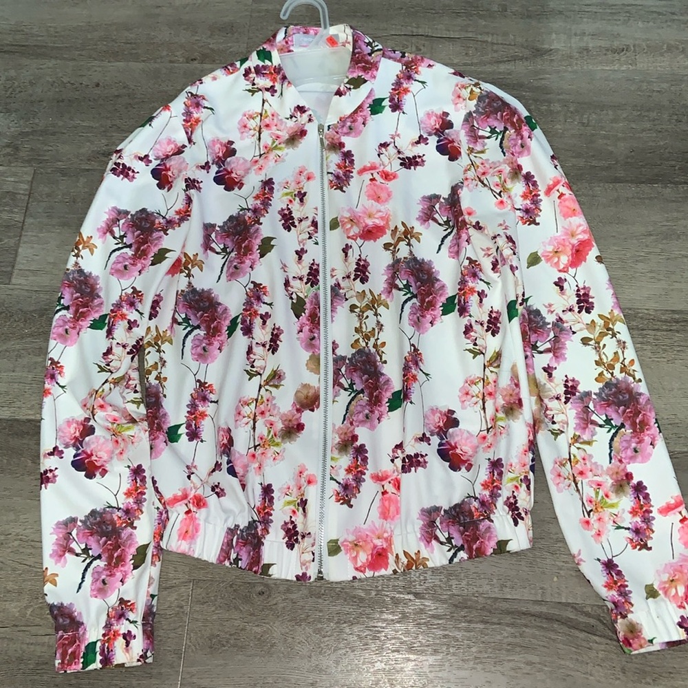Redherring size 4 beautiful lightweight floral bomber jacket